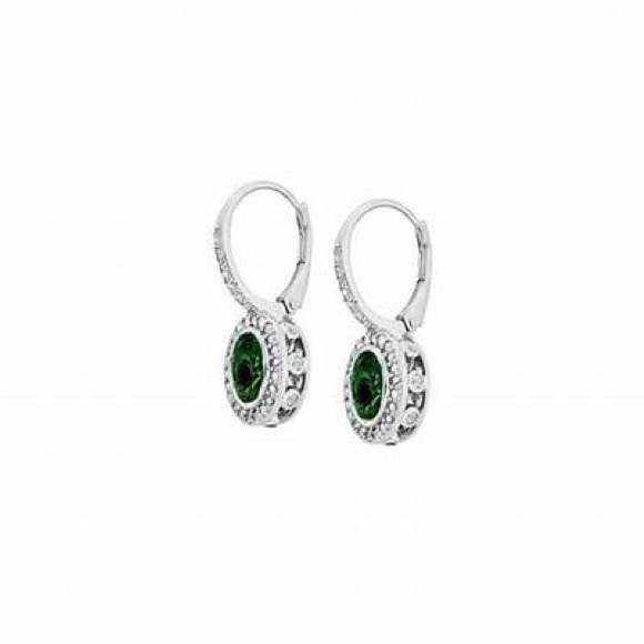 Green and Silver Women's Earrings - Picture 2 of 8